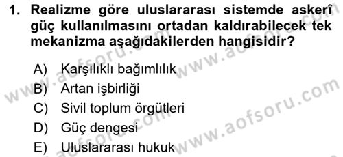 Uluslararası Örgütler Dersi 2024 - 2025 Yılı (Vize) Ara Sınav Soruları 1. Soru