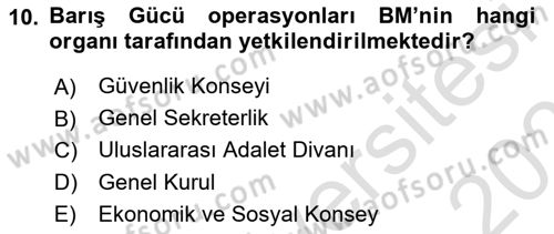 Uluslararası Örgütler Dersi 2024 - 2025 Yılı (Vize) Ara Sınav Soruları 10. Soru