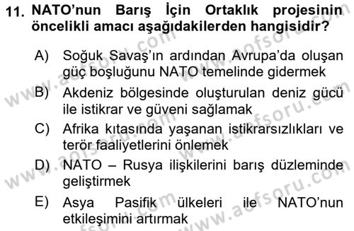 Uluslararası Örgütler Dersi 2024 - 2025 Yılı (Vize) Ara Sınav Soruları 11. Soru