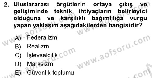 Uluslararası Örgütler Dersi 2024 - 2025 Yılı (Vize) Ara Sınav Soruları 2. Soru