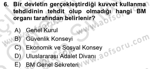 Uluslararası Örgütler Dersi 2024 - 2025 Yılı (Vize) Ara Sınav Soruları 6. Soru