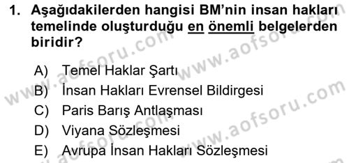 Uluslararası Örgütler Dersi 2024 - 2025 Yılı (Final) Dönem Sonu Sınav Soruları 1. Soru