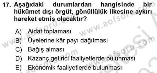 Uluslararası Örgütler Dersi 2024 - 2025 Yılı (Final) Dönem Sonu Sınav Soruları 17. Soru