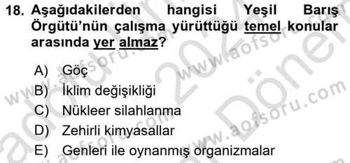 Uluslararası Örgütler Dersi 2024 - 2025 Yılı (Final) Dönem Sonu Sınav Soruları 18. Soru