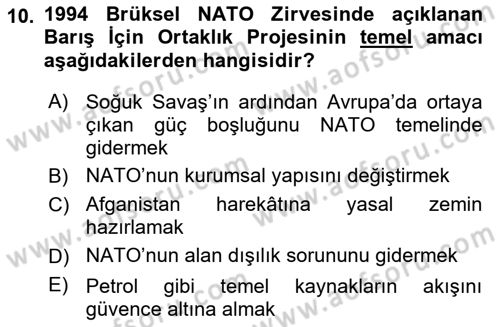 Uluslararası Örgütler Dersi 2024 - 2025 Yılı Yaz Okulu Sınav Soruları 10. Soru