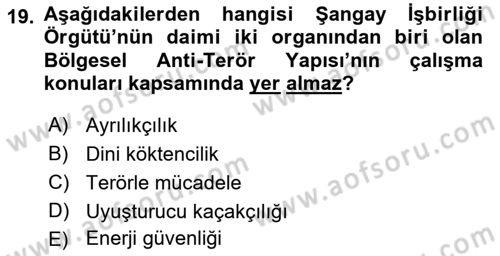 Uluslararası Örgütler Dersi 2024 - 2025 Yılı Yaz Okulu Sınav Soruları 19. Soru