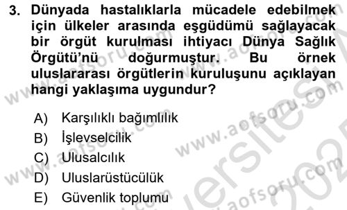 Uluslararası Örgütler Dersi 2024 - 2025 Yılı Yaz Okulu Sınav Soruları 3. Soru