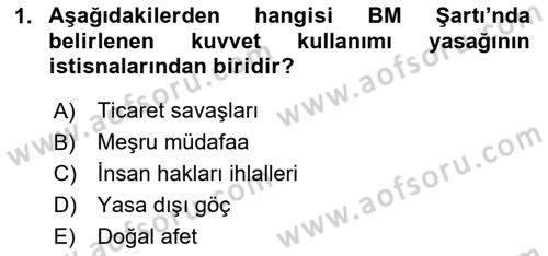 Uluslararası Örgütler Dersi 2025 - 2026 Yılı (Vize) Ara Sınav Soruları 1. Soru