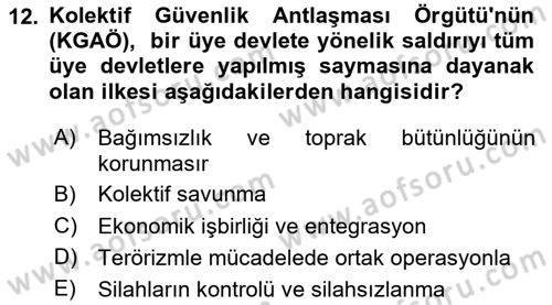 Uluslararası Örgütler Dersi 2025 - 2026 Yılı (Vize) Ara Sınav Soruları 12. Soru