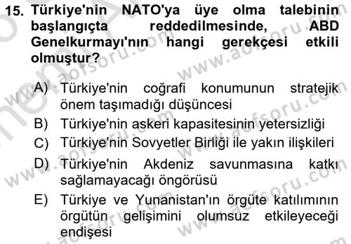 Uluslararası Örgütler Dersi 2025 - 2026 Yılı (Vize) Ara Sınav Soruları 15. Soru