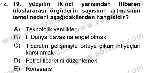 Uluslararası Örgütler Dersi 2025 - 2026 Yılı (Vize) Ara Sınav Soruları 4. Soru