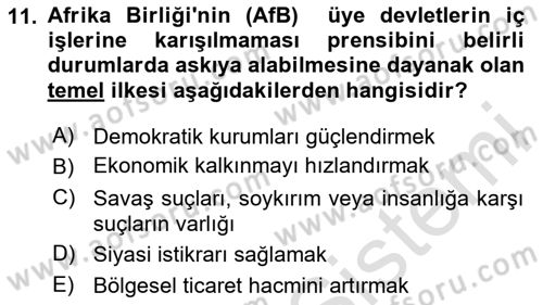 Uluslararası Örgütler Dersi 2025 - 2026 Yılı (Final) Dönem Sonu Sınav Soruları 11. Soru