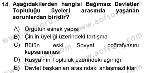 Uluslararası Örgütler Dersi 2025 - 2026 Yılı (Final) Dönem Sonu Sınav Soruları 14. Soru