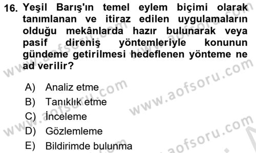 Uluslararası Örgütler Dersi 2025 - 2026 Yılı (Final) Dönem Sonu Sınav Soruları 16. Soru