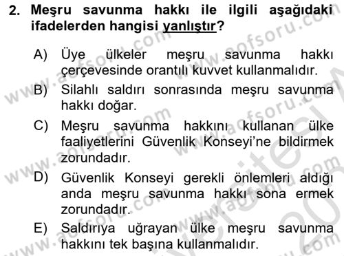 Uluslararası Örgütler Dersi 2025 - 2026 Yılı (Final) Dönem Sonu Sınav Soruları 2. Soru