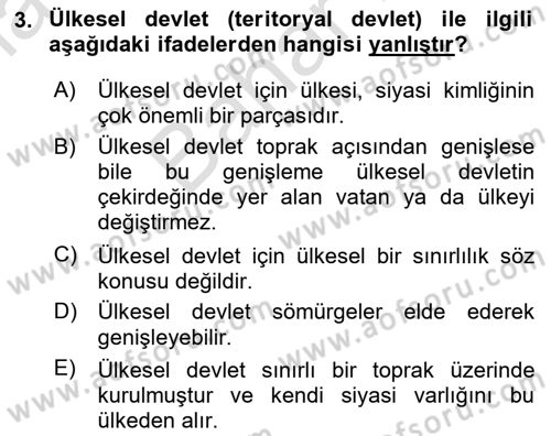 Uluslararası Örgütler Dersi 2025 - 2026 Yılı (Final) Dönem Sonu Sınav Soruları 3. Soru