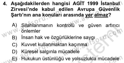 Uluslararası Örgütler Dersi 2025 - 2026 Yılı (Final) Dönem Sonu Sınav Soruları 4. Soru