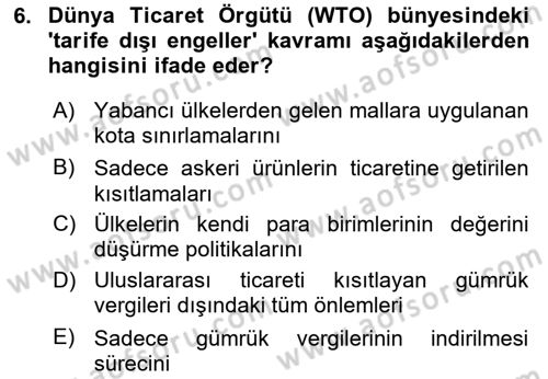 Uluslararası Örgütler Dersi 2025 - 2026 Yılı (Final) Dönem Sonu Sınav Soruları 6. Soru