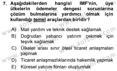 Uluslararası Örgütler Dersi 2025 - 2026 Yılı (Final) Dönem Sonu Sınav Soruları 7. Soru