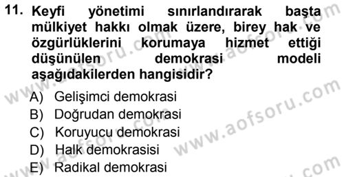İnsan Hakları ve Demokratikleşme Süreci Dersi 2012 - 2013 Yılı (Final) Dönem Sonu Sınav Soruları 11. Soru