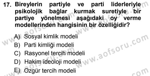 İnsan Hakları ve Demokratikleşme Süreci Dersi 2012 - 2013 Yılı (Final) Dönem Sonu Sınav Soruları 17. Soru