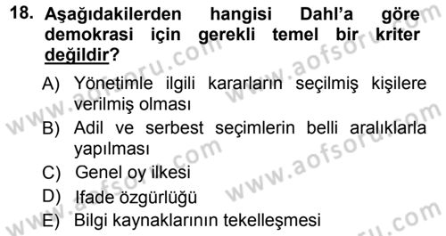 İnsan Hakları ve Demokratikleşme Süreci Dersi 2012 - 2013 Yılı (Final) Dönem Sonu Sınav Soruları 18. Soru