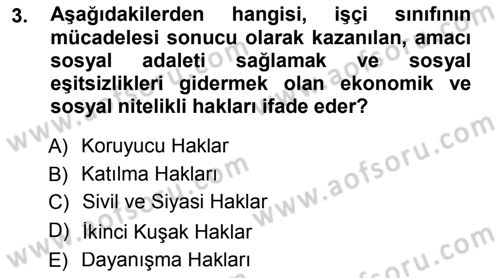 İnsan Hakları ve Demokratikleşme Süreci Dersi 2012 - 2013 Yılı (Final) Dönem Sonu Sınav Soruları 3. Soru