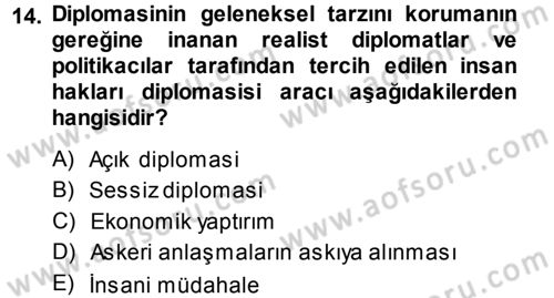 İnsan Hakları ve Demokratikleşme Süreci Dersi 2013 - 2014 Yılı (Vize) Ara Sınav Soruları 14. Soru