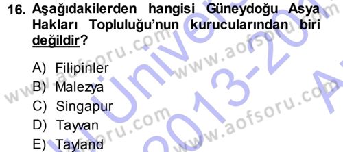 İnsan Hakları ve Demokratikleşme Süreci Dersi 2013 - 2014 Yılı (Vize) Ara Sınav Soruları 16. Soru