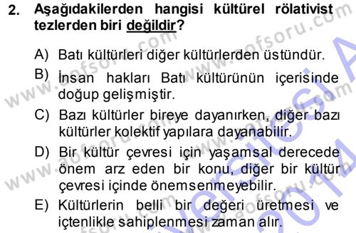 İnsan Hakları ve Demokratikleşme Süreci Dersi 2013 - 2014 Yılı (Vize) Ara Sınav Soruları 2. Soru