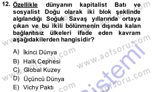 İnsan Hakları ve Demokratikleşme Süreci Dersi 2013 - 2014 Yılı (Final) Dönem Sonu Sınav Soruları 12. Soru