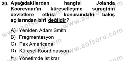 İnsan Hakları ve Demokratikleşme Süreci Dersi 2013 - 2014 Yılı (Final) Dönem Sonu Sınav Soruları 20. Soru