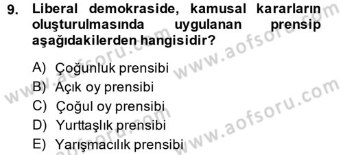 İnsan Hakları ve Demokratikleşme Süreci Dersi 2013 - 2014 Yılı (Final) Dönem Sonu Sınav Soruları 9. Soru