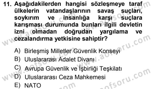 İnsan Hakları ve Demokratikleşme Süreci Dersi 2014 - 2015 Yılı (Vize) Ara Sınav Soruları 11. Soru