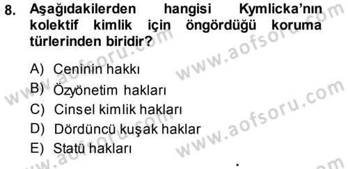 İnsan Hakları ve Demokratikleşme Süreci Dersi 2014 - 2015 Yılı (Vize) Ara Sınav Soruları 8. Soru