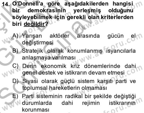 İnsan Hakları ve Demokratikleşme Süreci Dersi 2014 - 2015 Yılı (Final) Dönem Sonu Sınav Soruları 14. Soru