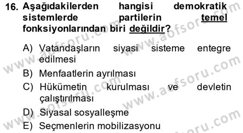 İnsan Hakları ve Demokratikleşme Süreci Dersi 2014 - 2015 Yılı (Final) Dönem Sonu Sınav Soruları 16. Soru