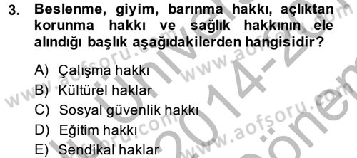 İnsan Hakları ve Demokratikleşme Süreci Dersi 2014 - 2015 Yılı (Final) Dönem Sonu Sınav Soruları 3. Soru