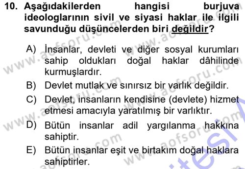 İnsan Hakları ve Demokratikleşme Süreci Dersi 2015 - 2016 Yılı (Vize) Ara Sınav Soruları 10. Soru