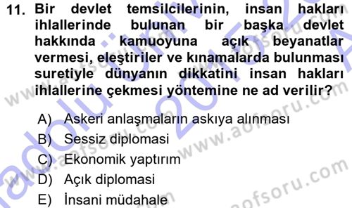 İnsan Hakları ve Demokratikleşme Süreci Dersi 2015 - 2016 Yılı (Vize) Ara Sınav Soruları 11. Soru