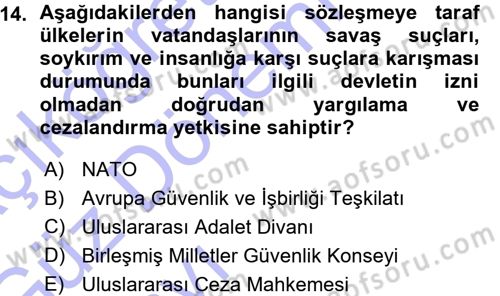 İnsan Hakları ve Demokratikleşme Süreci Dersi 2015 - 2016 Yılı (Vize) Ara Sınav Soruları 14. Soru