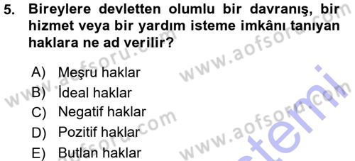 İnsan Hakları ve Demokratikleşme Süreci Dersi 2015 - 2016 Yılı (Vize) Ara Sınav Soruları 5. Soru