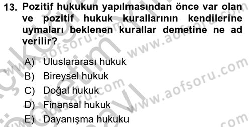 İnsan Hakları ve Demokratikleşme Süreci Dersi 2016 - 2017 Yılı 3 Ders Sınav Soruları 13. Soru