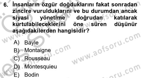 İnsan Hakları ve Demokratikleşme Süreci Dersi 2016 - 2017 Yılı 3 Ders Sınav Soruları 6. Soru