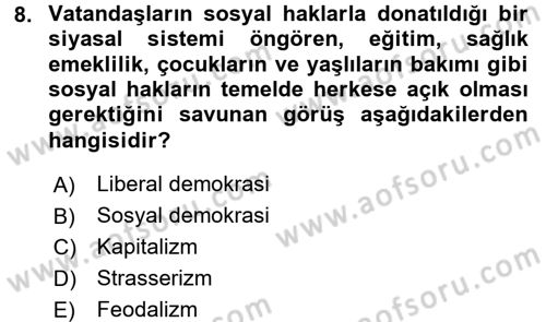 İnsan Hakları ve Demokratikleşme Süreci Dersi 2016 - 2017 Yılı 3 Ders Sınav Soruları 8. Soru