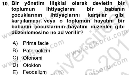 İnsan Hakları ve Demokratikleşme Süreci Dersi 2016 - 2017 Yılı (Vize) Ara Sınav Soruları 10. Soru