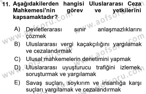 İnsan Hakları ve Demokratikleşme Süreci Dersi 2016 - 2017 Yılı (Vize) Ara Sınav Soruları 11. Soru
