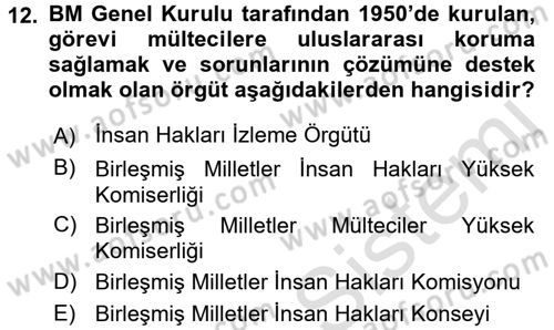 İnsan Hakları ve Demokratikleşme Süreci Dersi 2016 - 2017 Yılı (Vize) Ara Sınav Soruları 12. Soru