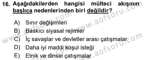 İnsan Hakları ve Demokratikleşme Süreci Dersi 2016 - 2017 Yılı (Vize) Ara Sınav Soruları 16. Soru