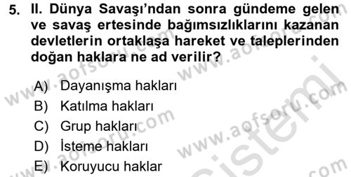 İnsan Hakları ve Demokratikleşme Süreci Dersi 2016 - 2017 Yılı (Vize) Ara Sınav Soruları 5. Soru